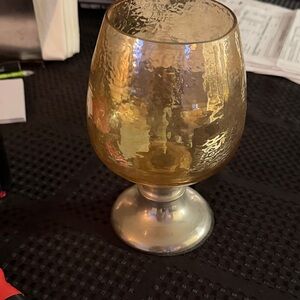 Gold Textured Glass Goblet with Silver Base